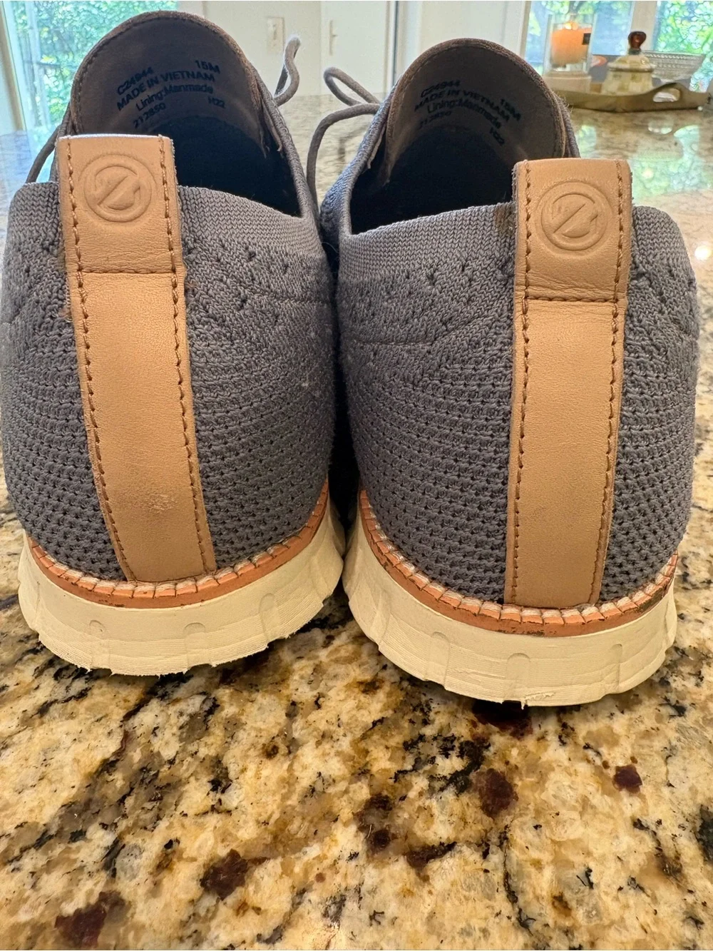 Cole Haan Gray Knit Wingtip Derby with Tan Leather Accents